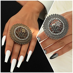 Boho Carved Flower Style Finger Ring