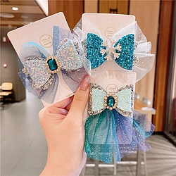 Cute Princess Headwear Snowflake Mesh Bow Style Hairpin