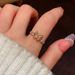Diamond Butterfly Finger Ring