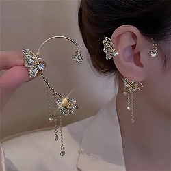 Ear Bone Clip Butterfly Flower Style Earrings