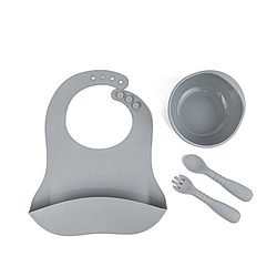 4 Pcs Microwave Safe Silicone Feeding Set for Kids