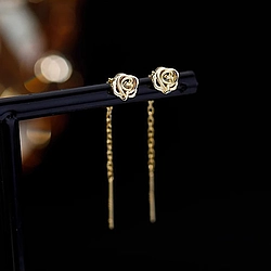 Golden Rose Tassel Earrings