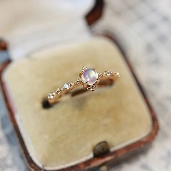 Imitation Natural Blue Moonstone Adjustable Finger Ring