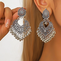 Retro Bohemian Ethnic Style Love Bell Tassel Earrings