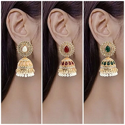 Retro Bohemian Fashion Diamond Pearl Bell Earrings