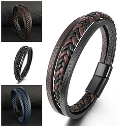 Retro Leather Rope Woven Magnetic Bracelet