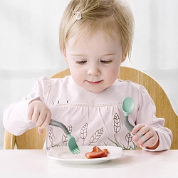 Pcs of 2 Baby Training Flexible Spoon & Fork Set with Box