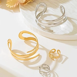 Stainless Steel Waterdrop Bracelet With Finger Ring Set