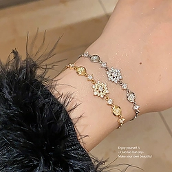 Zircon Snowflake Flower Adjustable Bracelet
